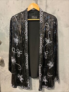 Investments Black Sequin Open-Front Evening Jacket